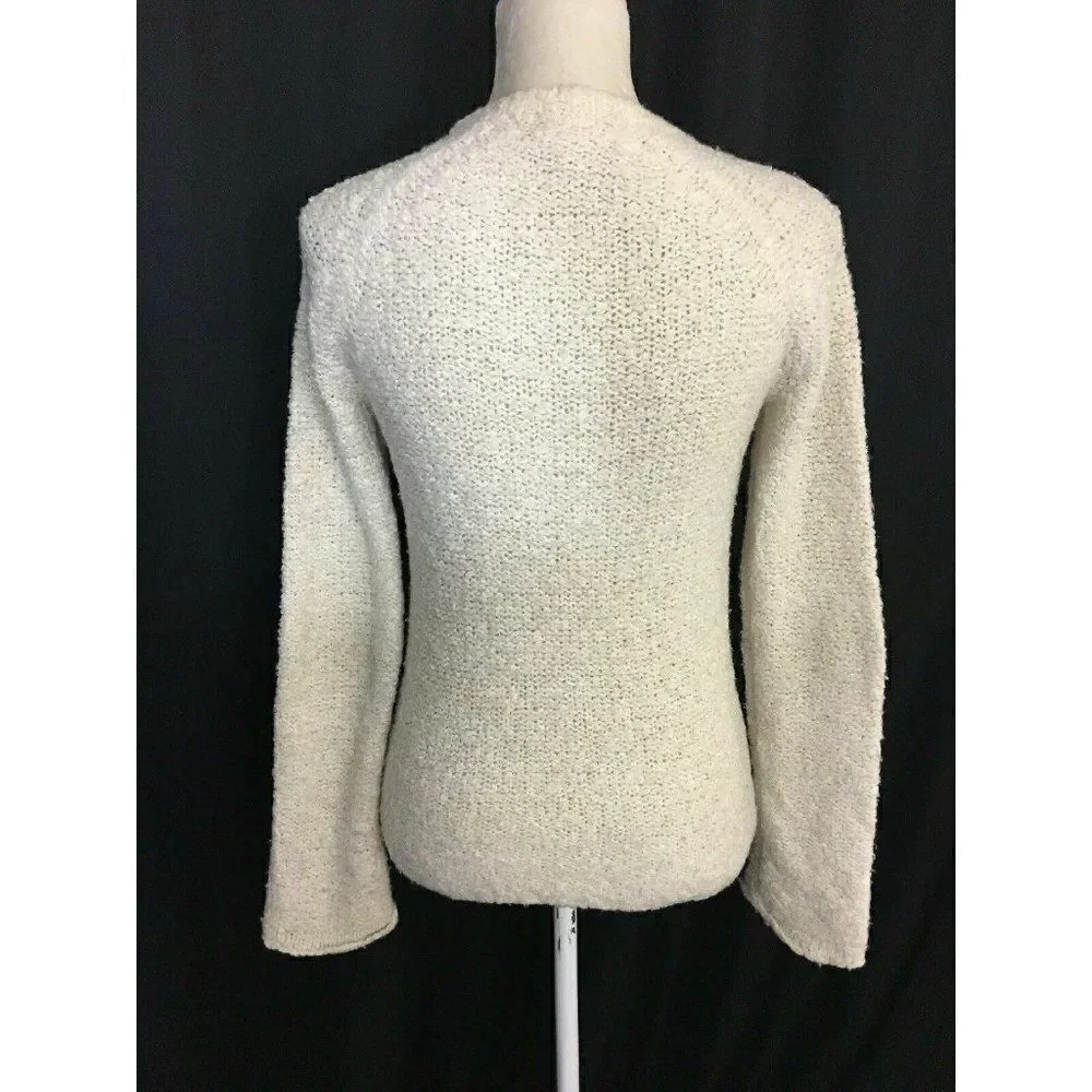 J Crew Ivory Long Sleeve V Neck Sweater top